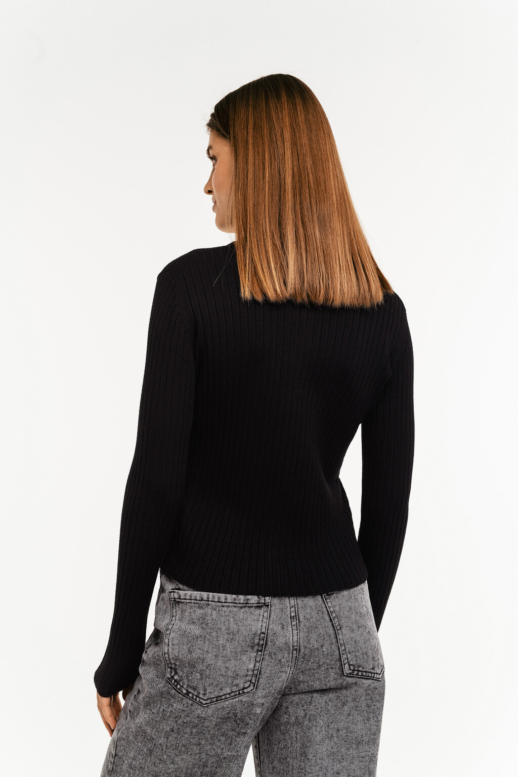 кардиган на пуговицах с отложным воротником - цвет черный - 4