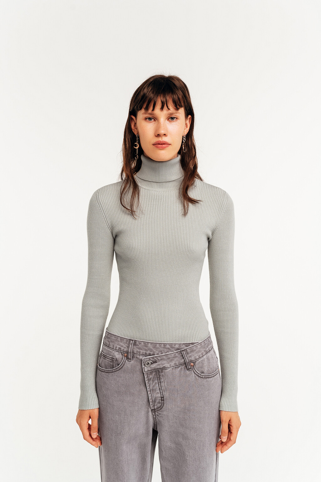 водолазка базовая в рубчик - цвет голубой - 2