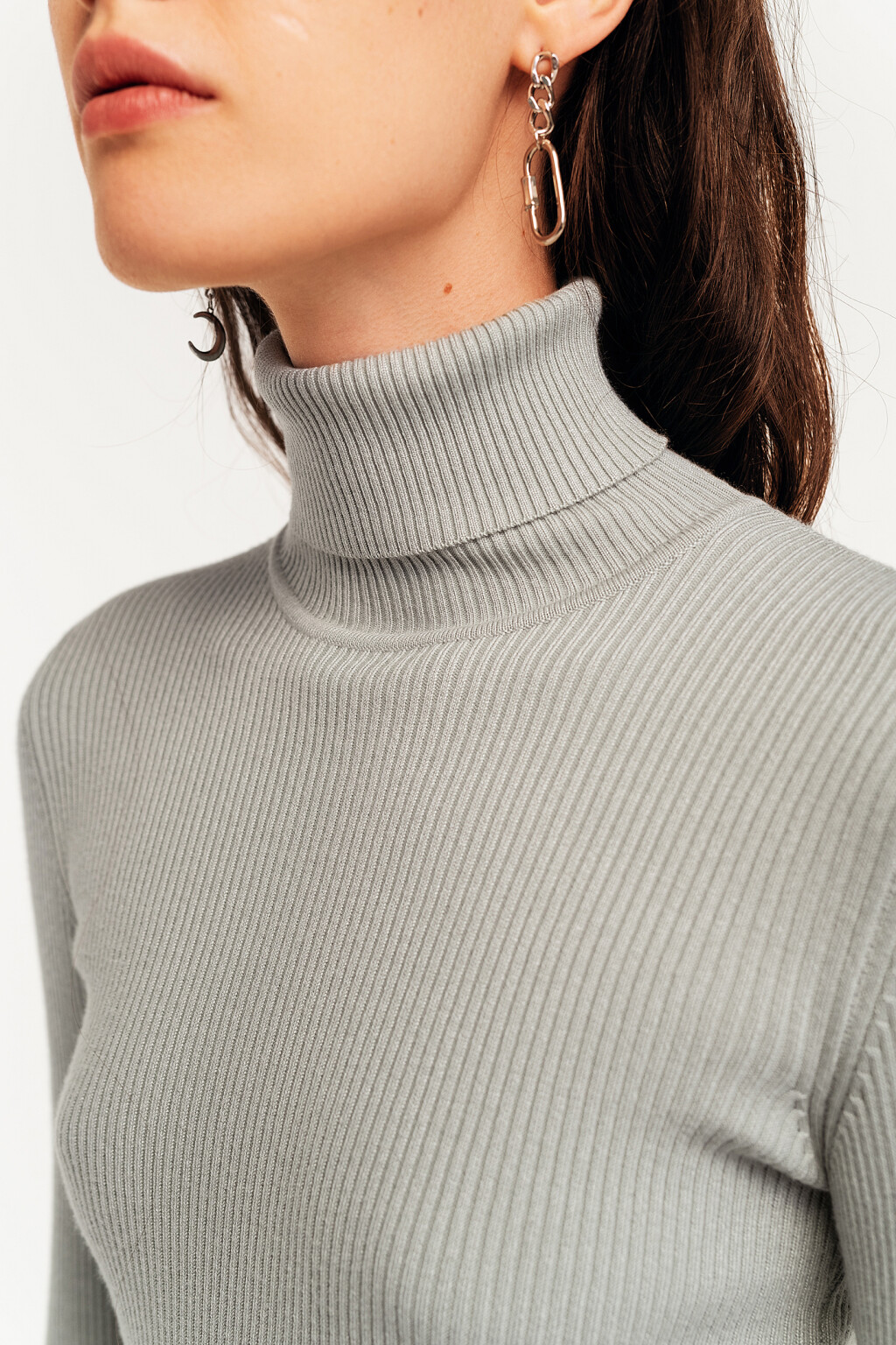 водолазка базовая в рубчик - цвет голубой - 4