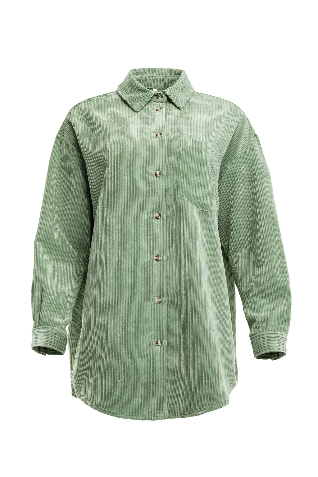 рубашка вельветовая oversize - цвет зеленый - 9