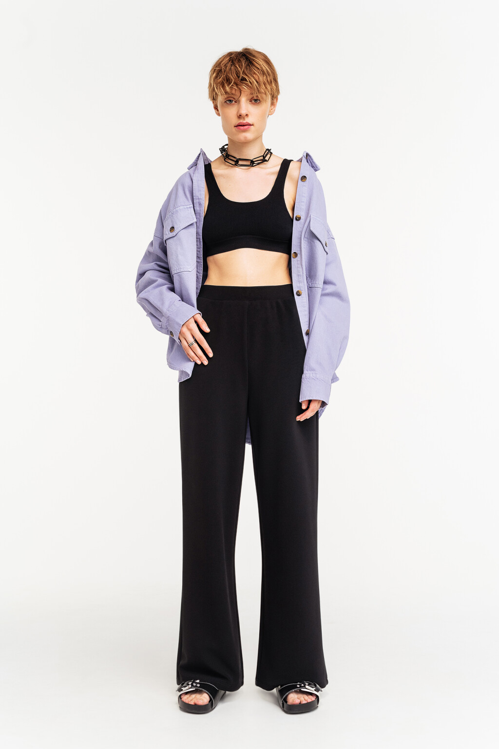 брюки женские - цвет черный - 1