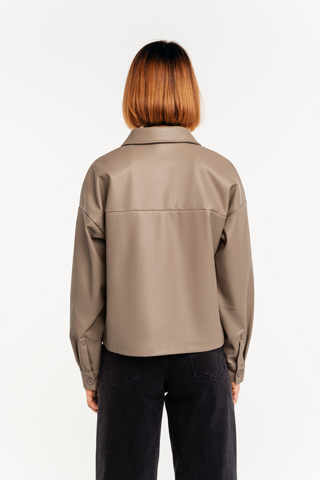 Куртка-рубашка из искусственной кожи - цвет бежевый - 4