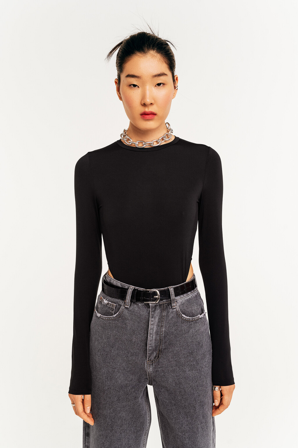 блузка (боди) женская - цвет черный - 2