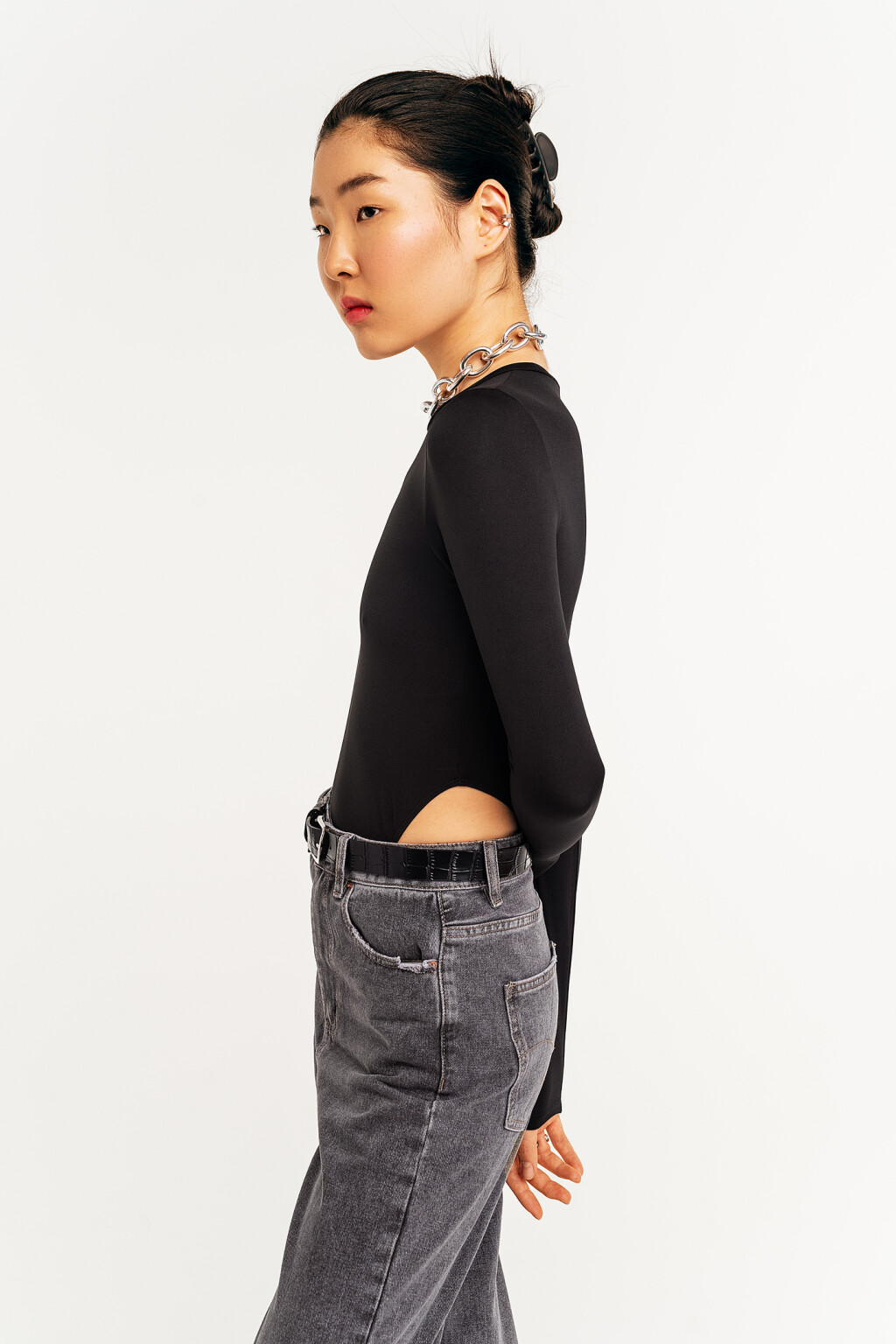 блузка (боди) женская - цвет черный - 3