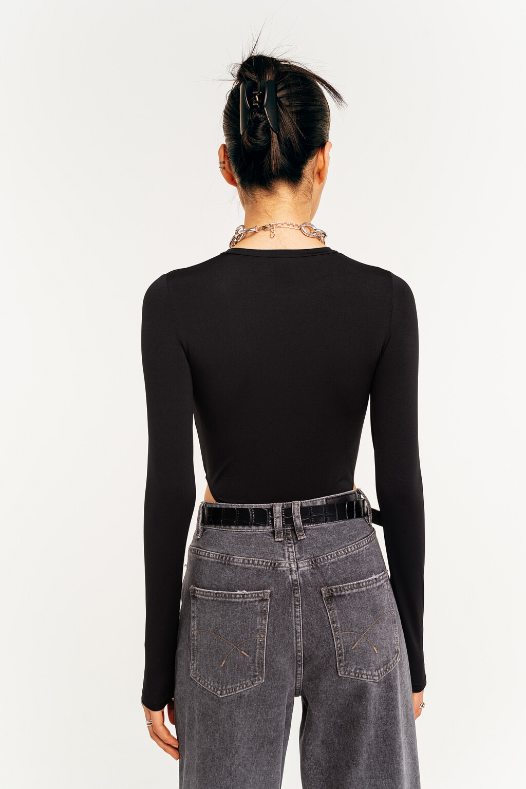 блузка (боди) женская - цвет черный - 4