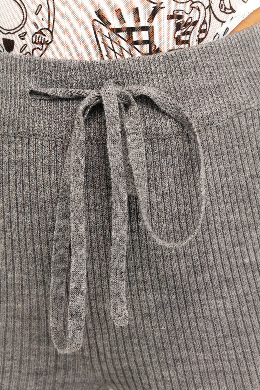 Брюки вязаные в рубчик - цвет серый - 7