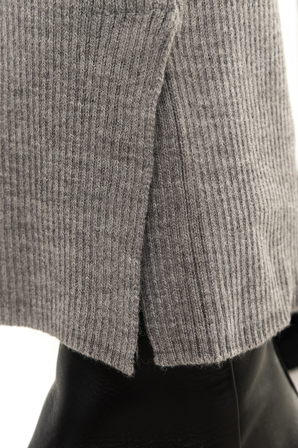 Брюки вязаные в рубчик - цвет серый - 8