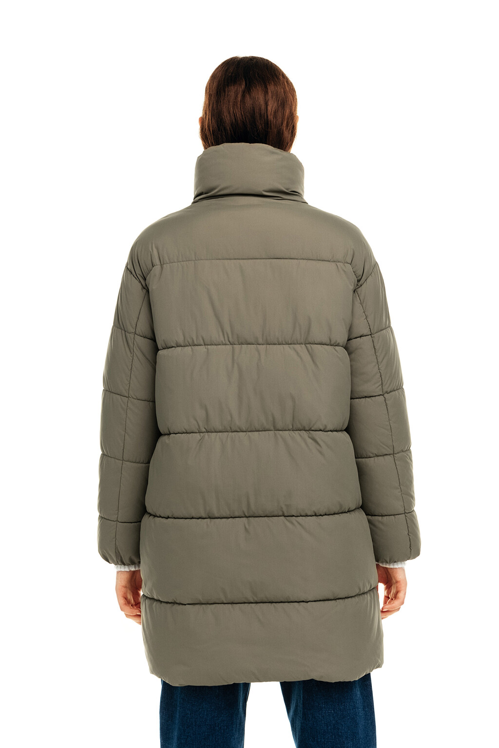 Пальто стеганое утепленное - цвет зеленый - 2