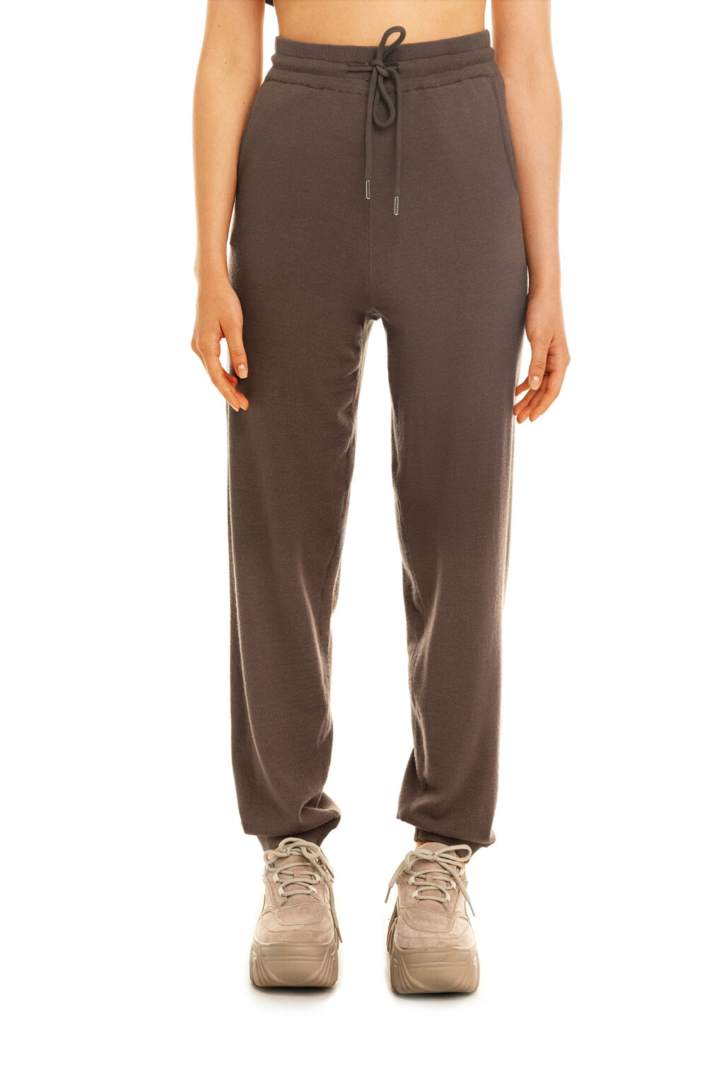 Брюки-джоггеры трикотажные - цвет бежевый - 1