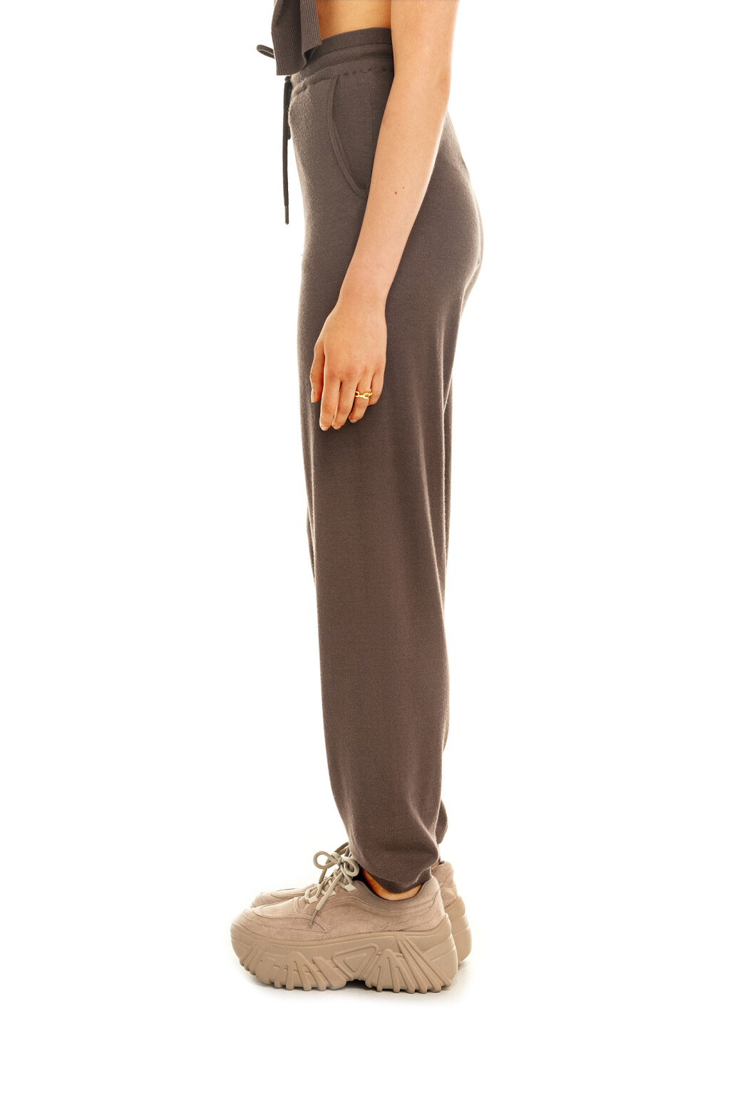 Брюки-джоггеры трикотажные - цвет бежевый - 3