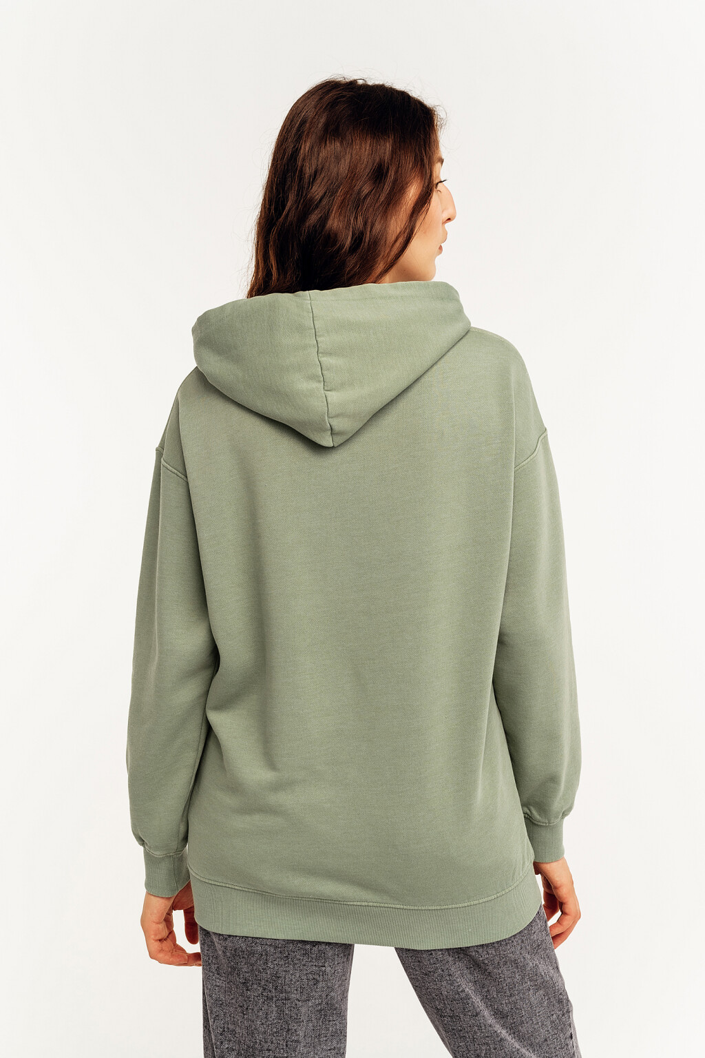 Худи хлопковая oversize - цвет зеленый - 4