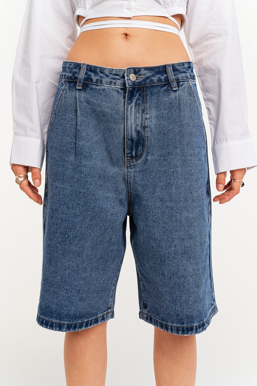 шорты джинсовые широкие - цвет голубой - 2