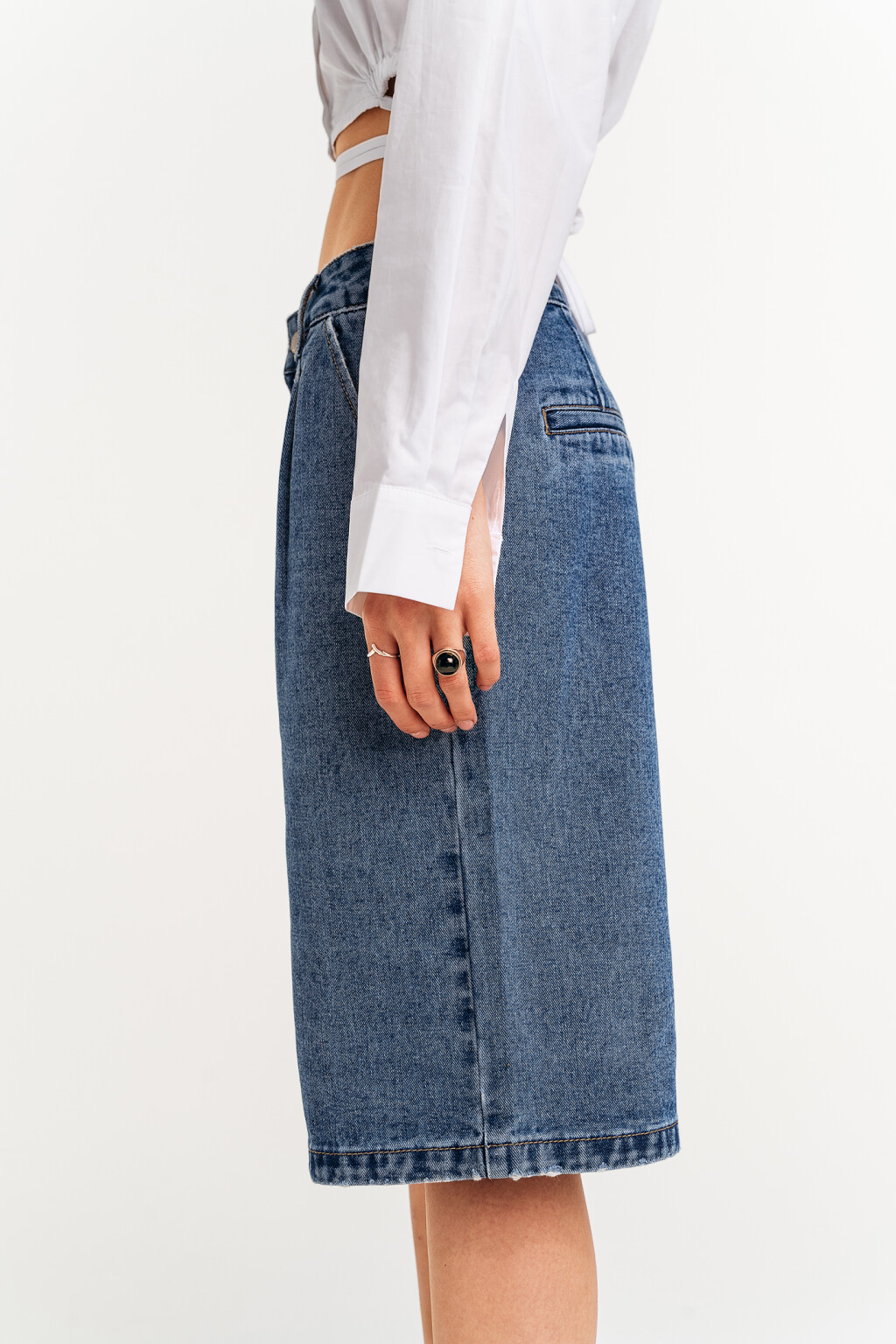 шорты джинсовые широкие - цвет голубой - 3