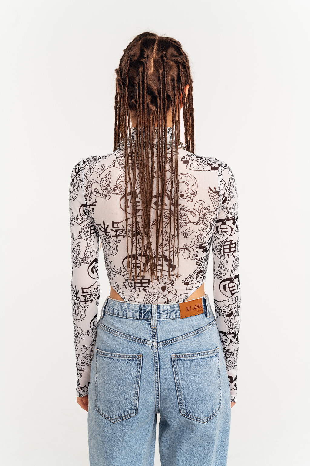 водолазка-боди из сетки - цвет белый - 4