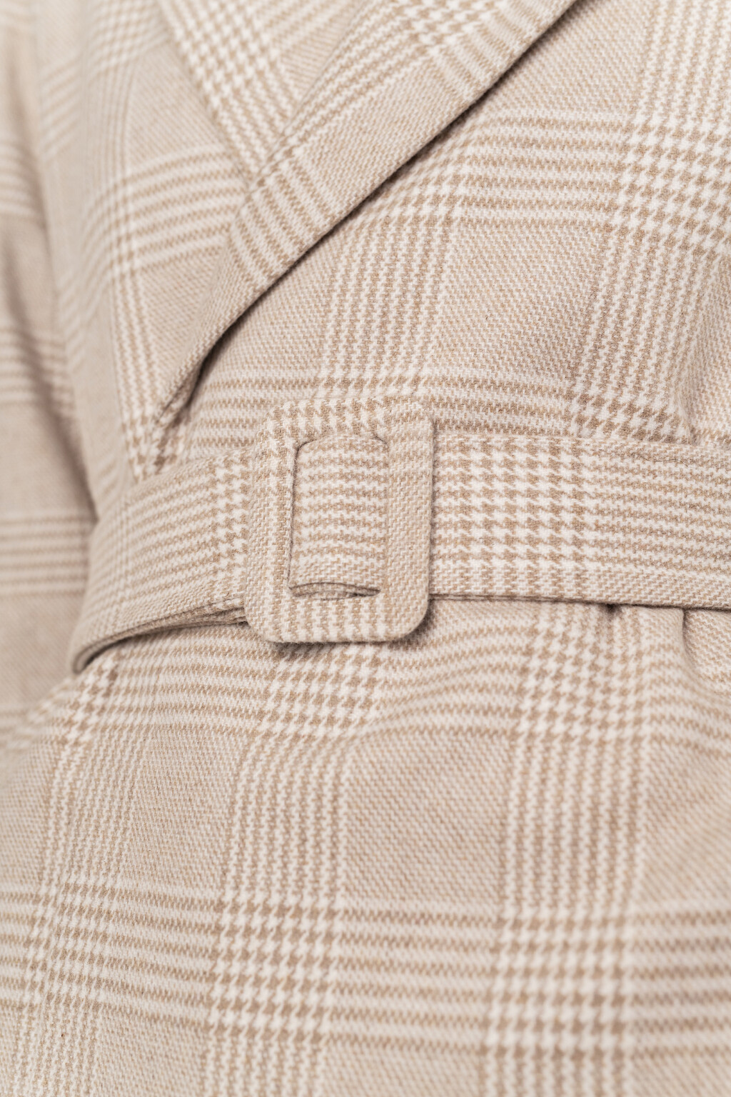 Пальто на запах в клетку с поясом - цвет бежевый - 6