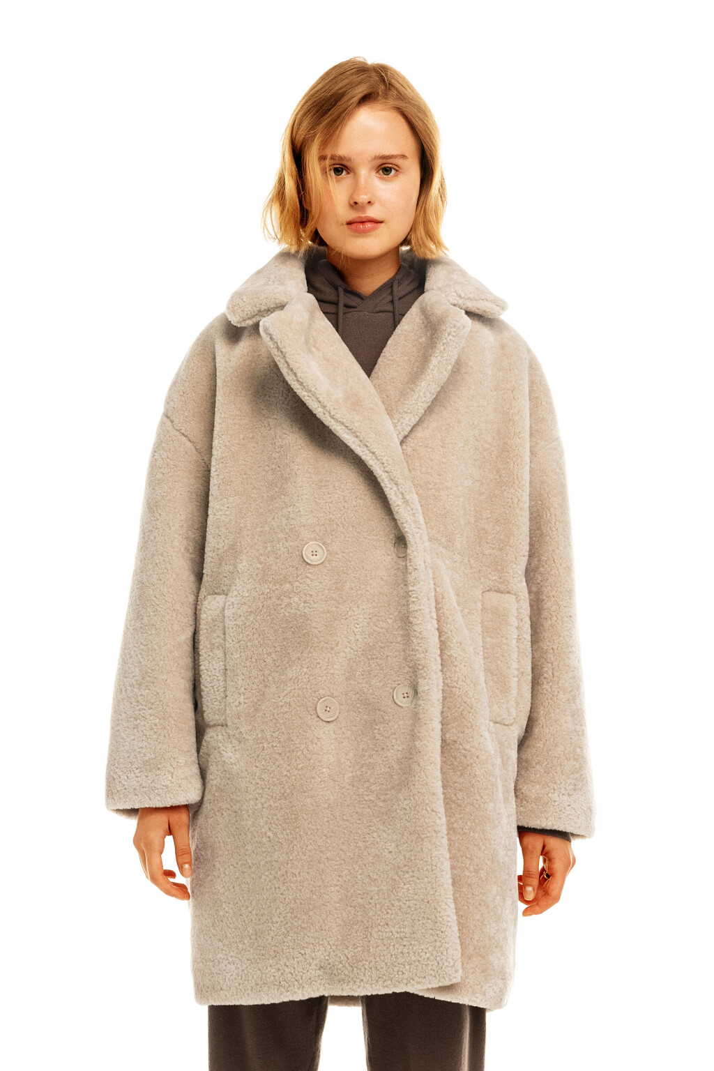 Шуба oversize из искусственного меха - цвет бежевый - 1