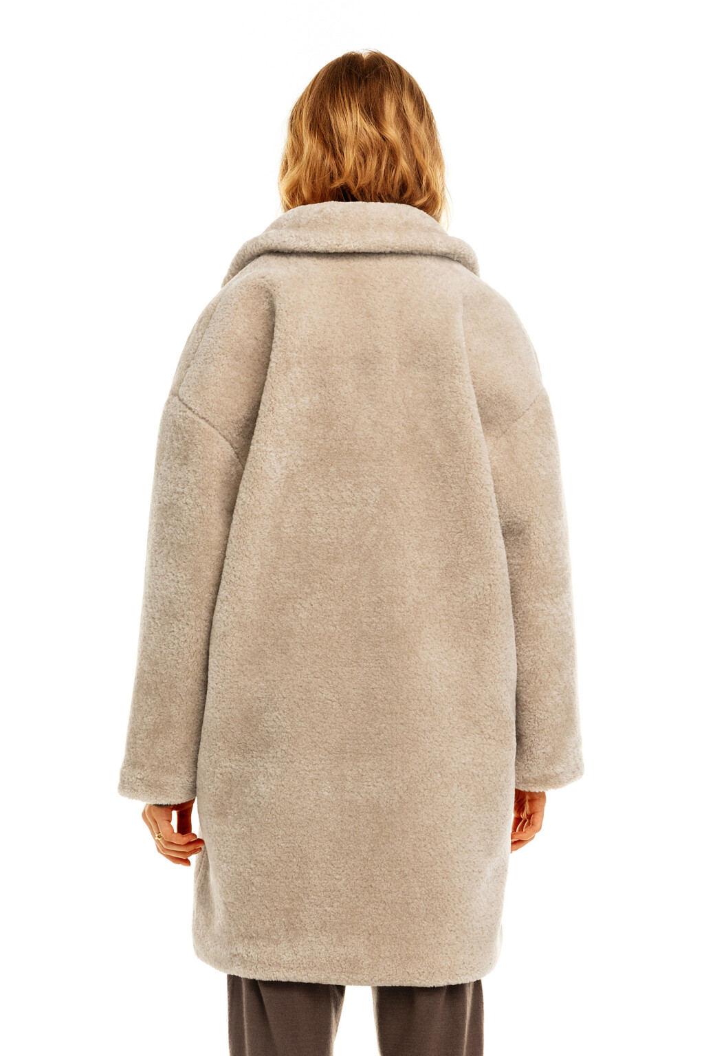 Шуба oversize из искусственного меха - цвет бежевый - 2