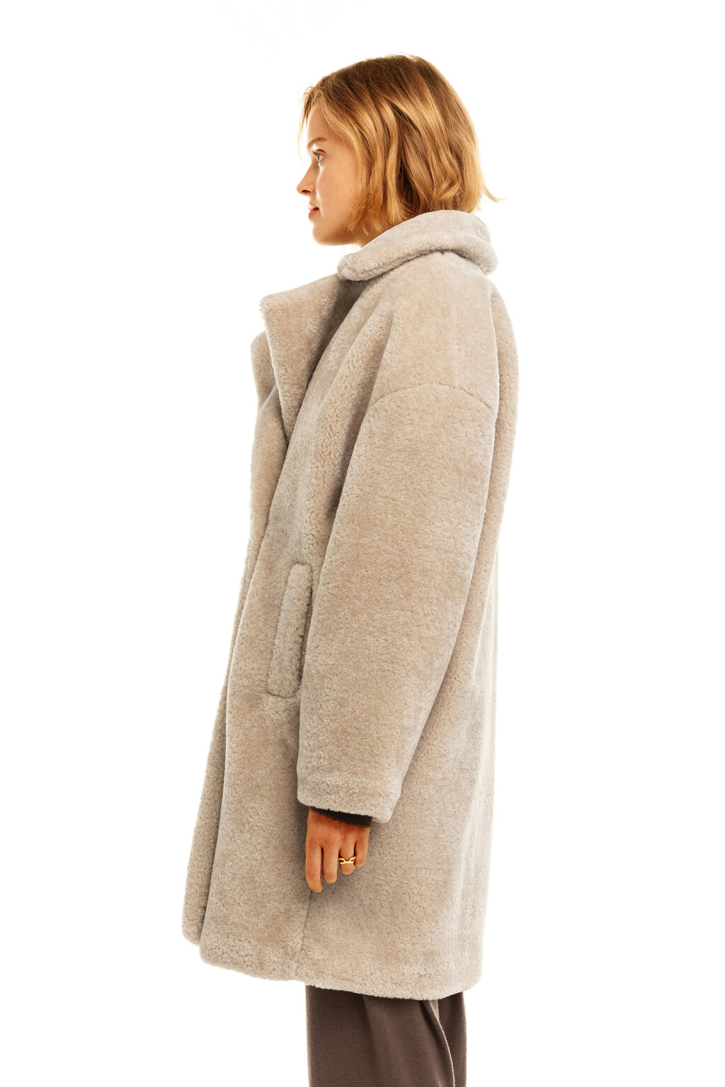 Шуба oversize из искусственного меха - цвет бежевый - 3