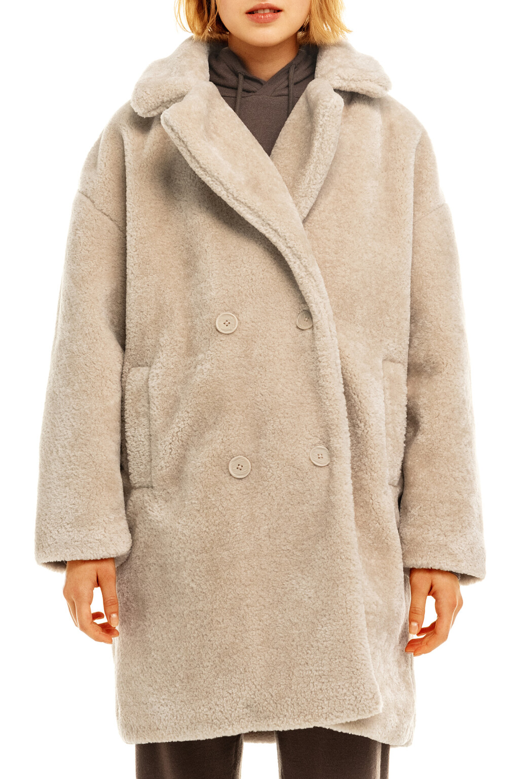 Шуба oversize из искусственного меха - цвет бежевый - 5