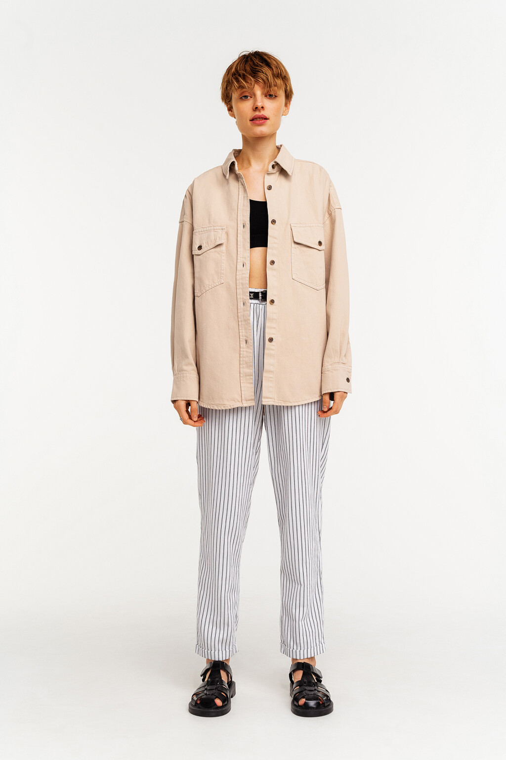 блузка джинсовая женская - цвет бежевый - 1