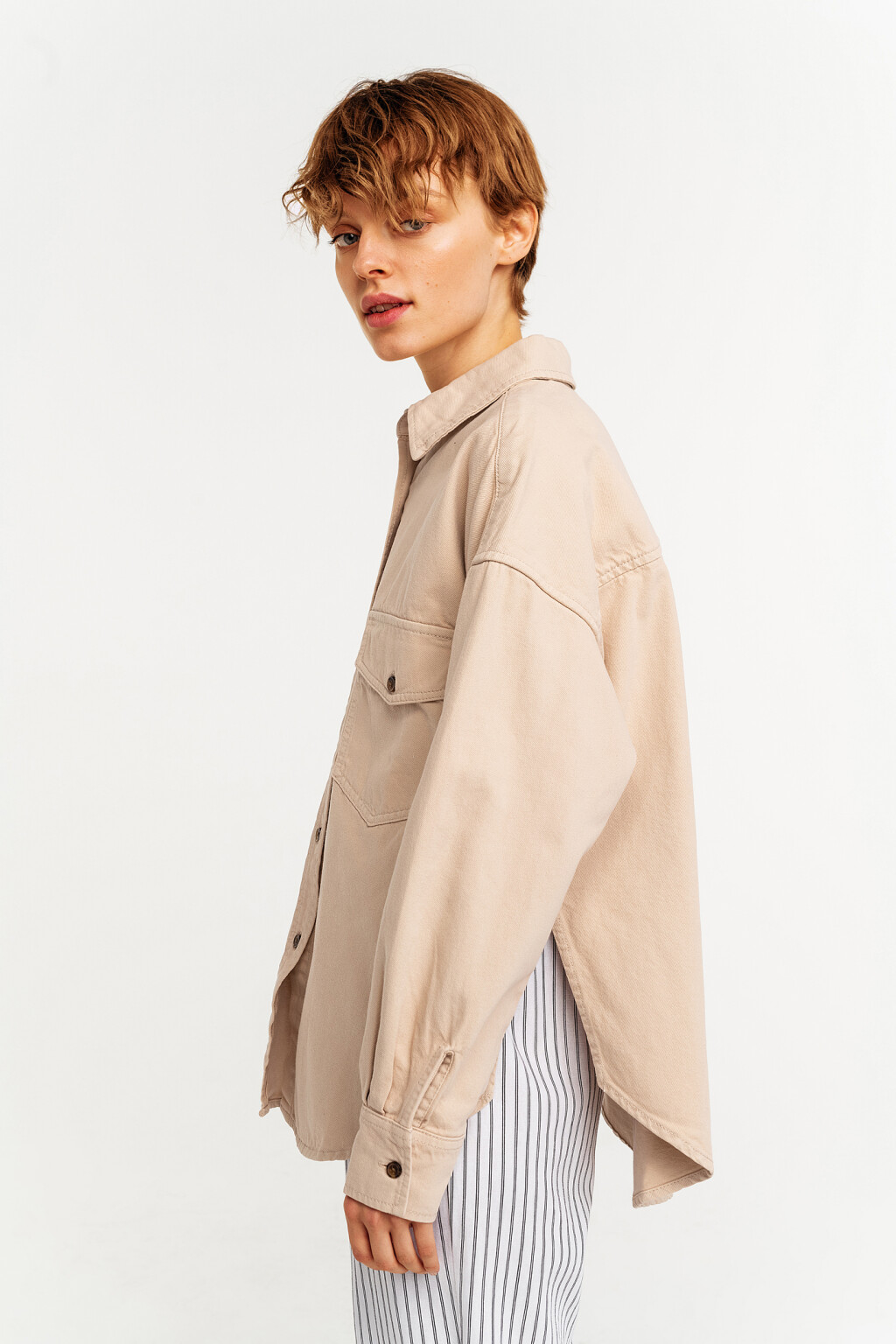 блузка джинсовая женская - цвет бежевый - 3