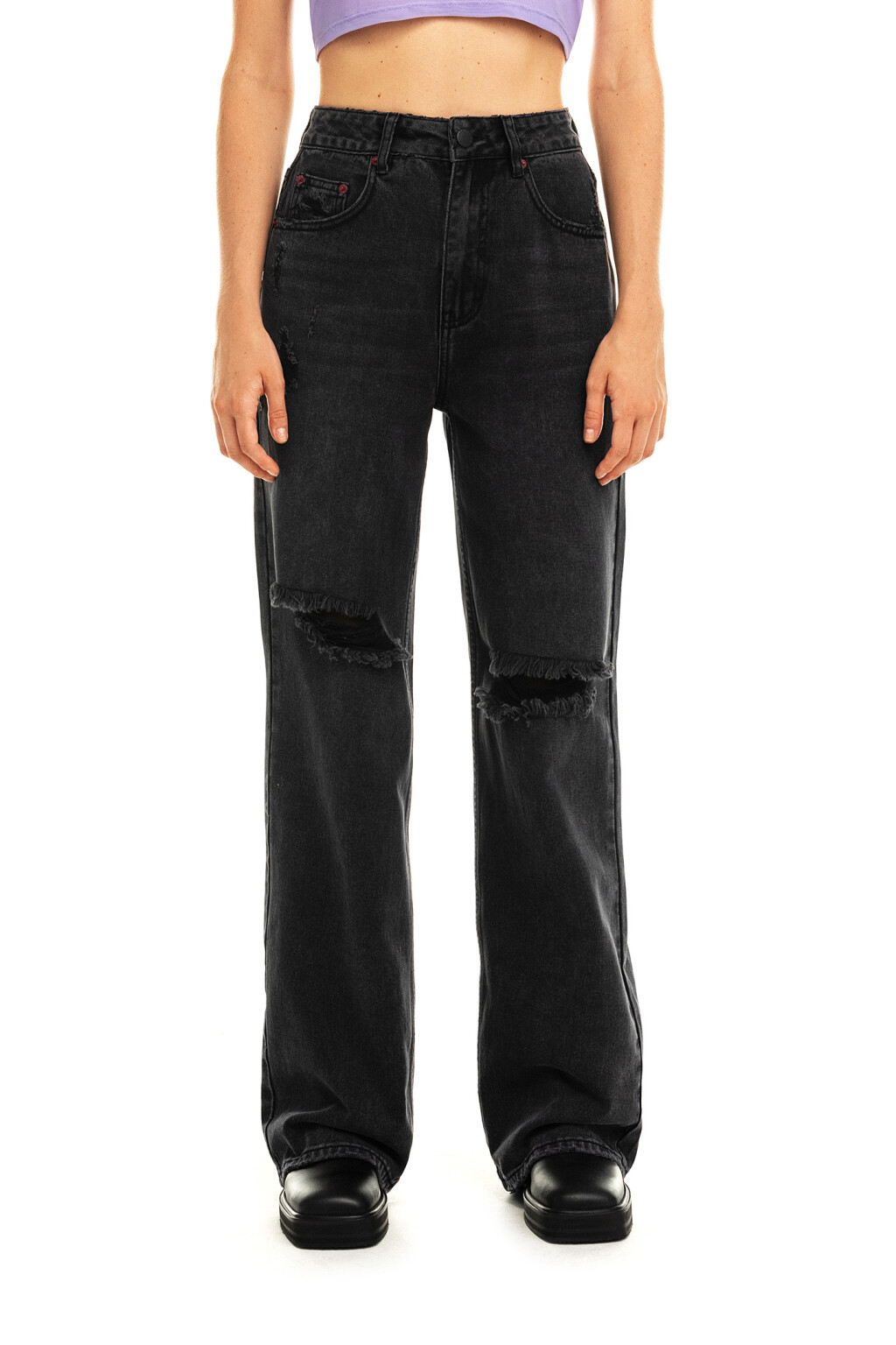 брюки джинсовые женские - цвет черный - 1