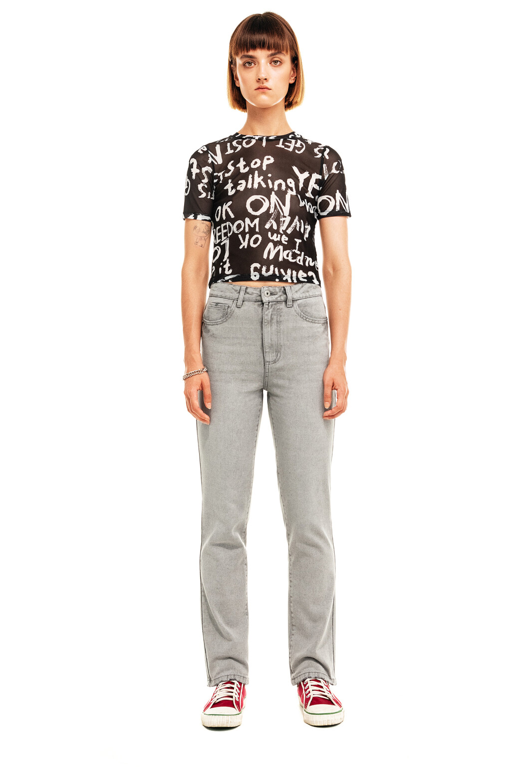 брюки джинсовые женские - цвет серый - 1