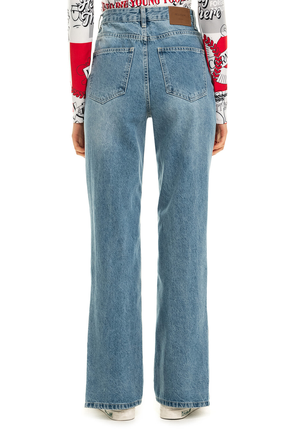 Джинсы клеш с разрезами внизу - цвет голубой - 2