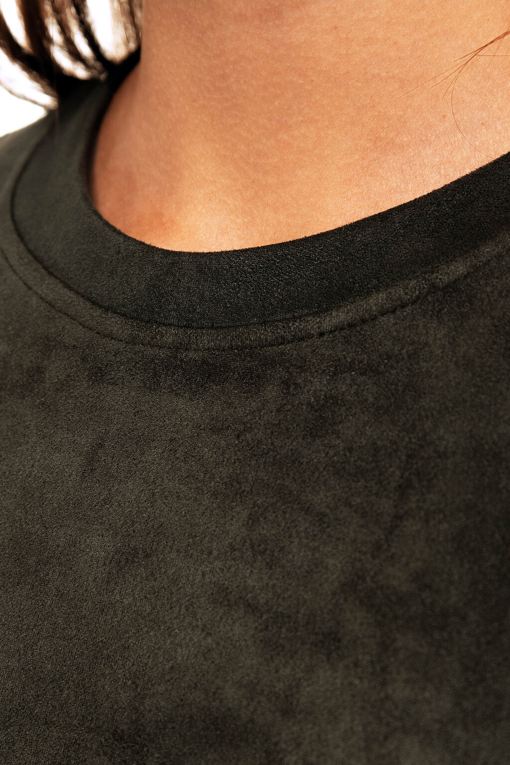 Платье-толстовка из искусственной замши - цвет зеленый - 6