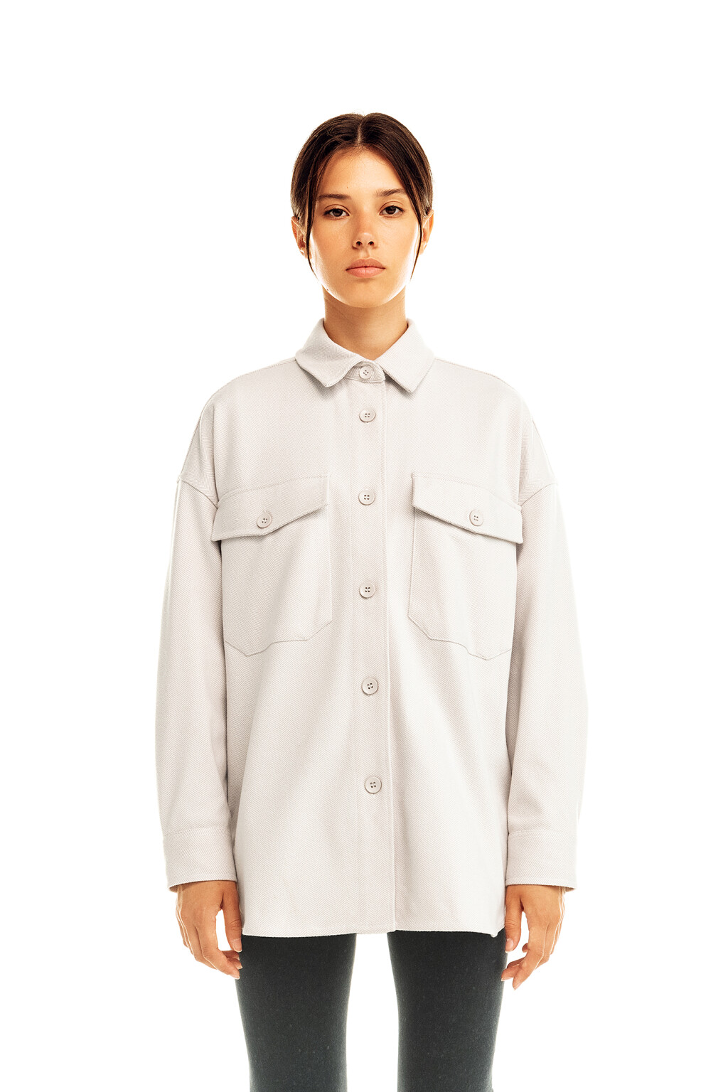 Рубашка oversize из плотной ткани - цвет бежевый - 3