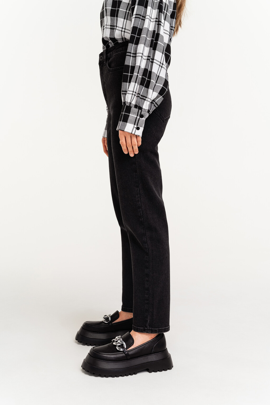 Джинсы mom черные - цвет черный - 3