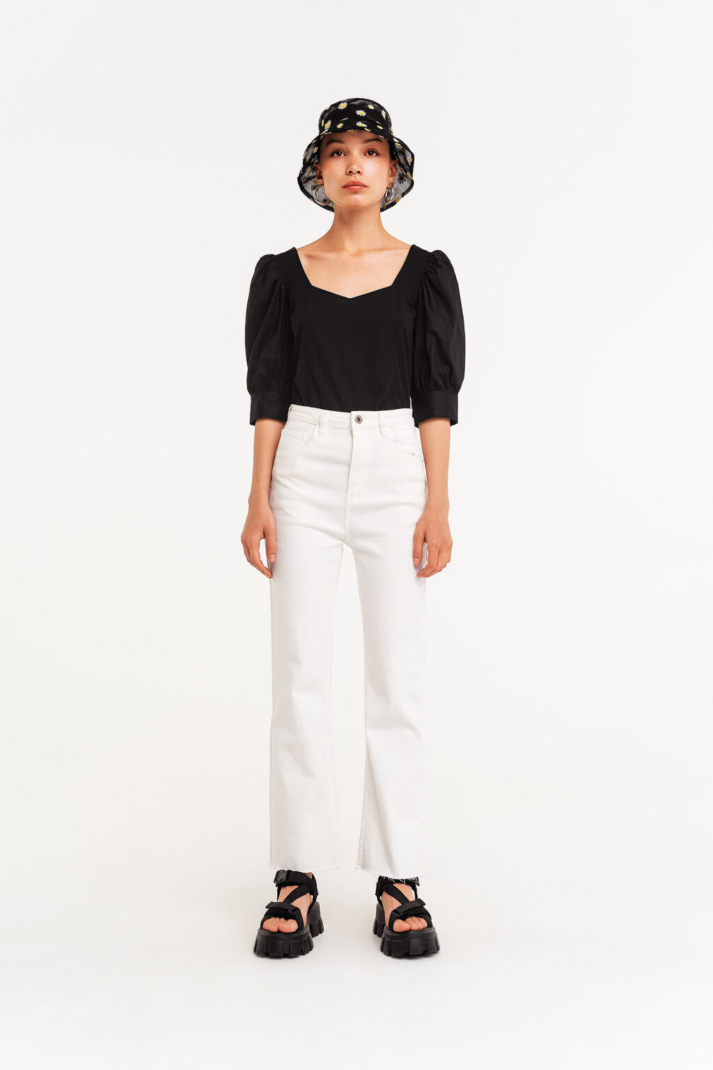 Джинсы клеш белые - цвет белый - 1