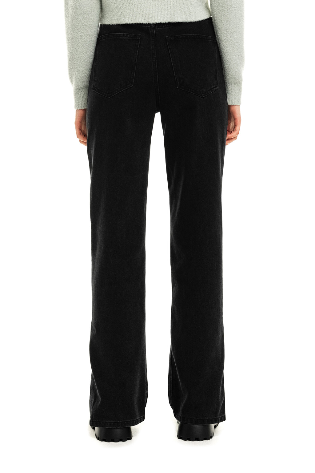 Джинсы клеш с разрезами внизу - цвет черный - 2