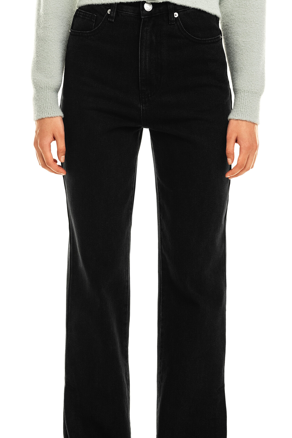 Джинсы клеш с разрезами внизу - цвет черный - 5