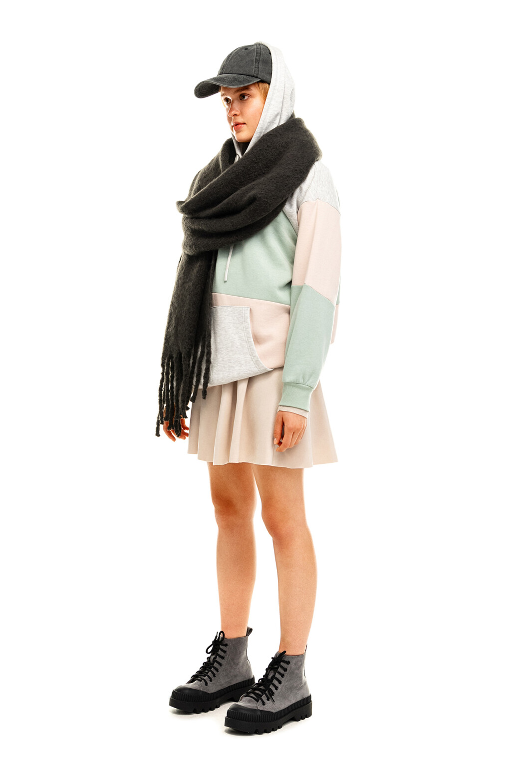 Шарф-палантин пушистый - цвет черный - 1