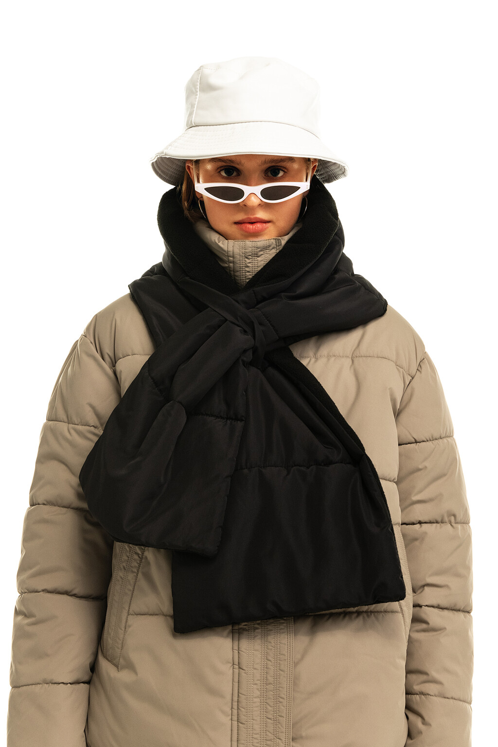 Шарф стеганый утепленный - цвет черный - 1