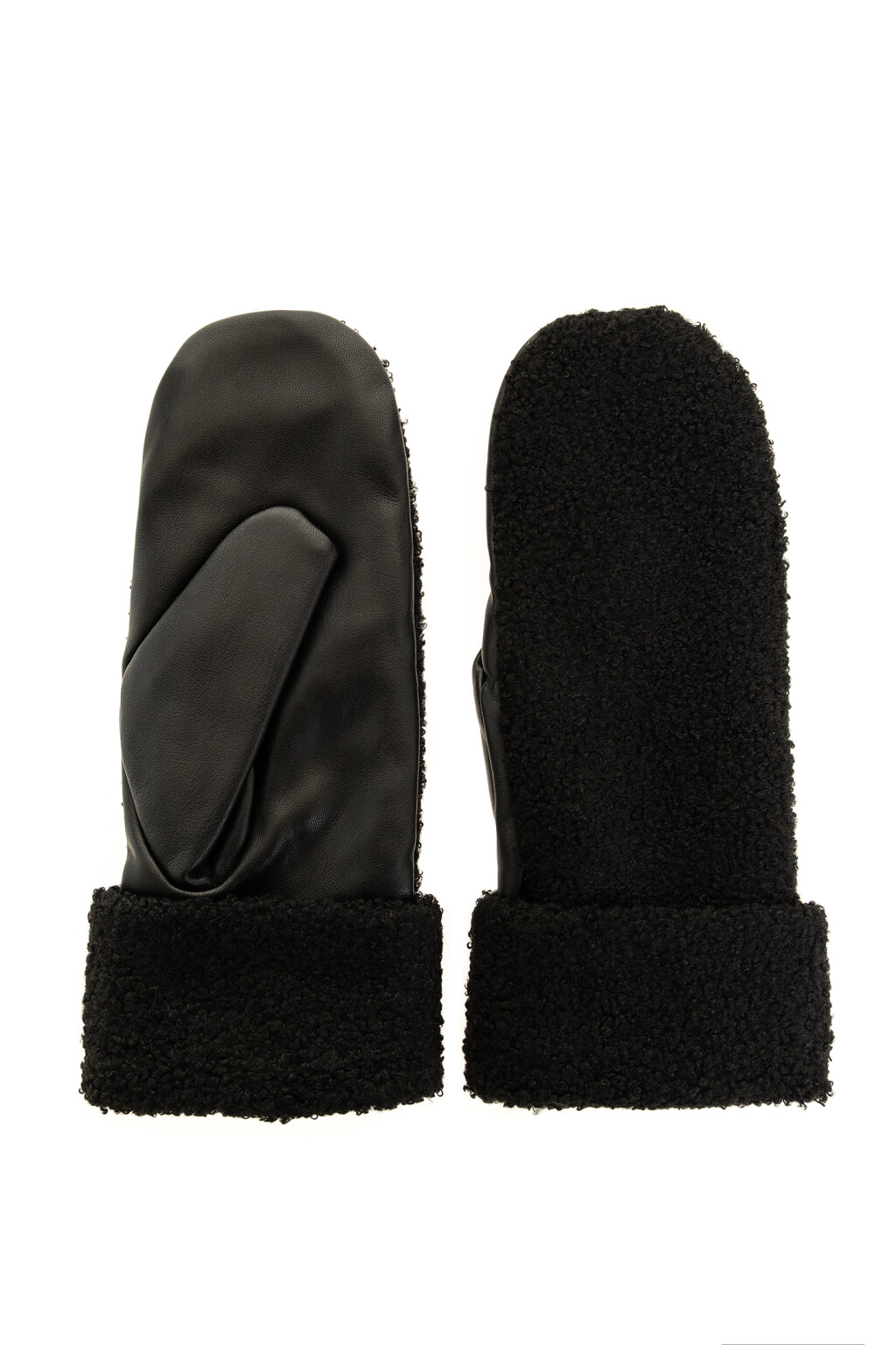 Варежки из искусственной кожи - цвет черный - 2