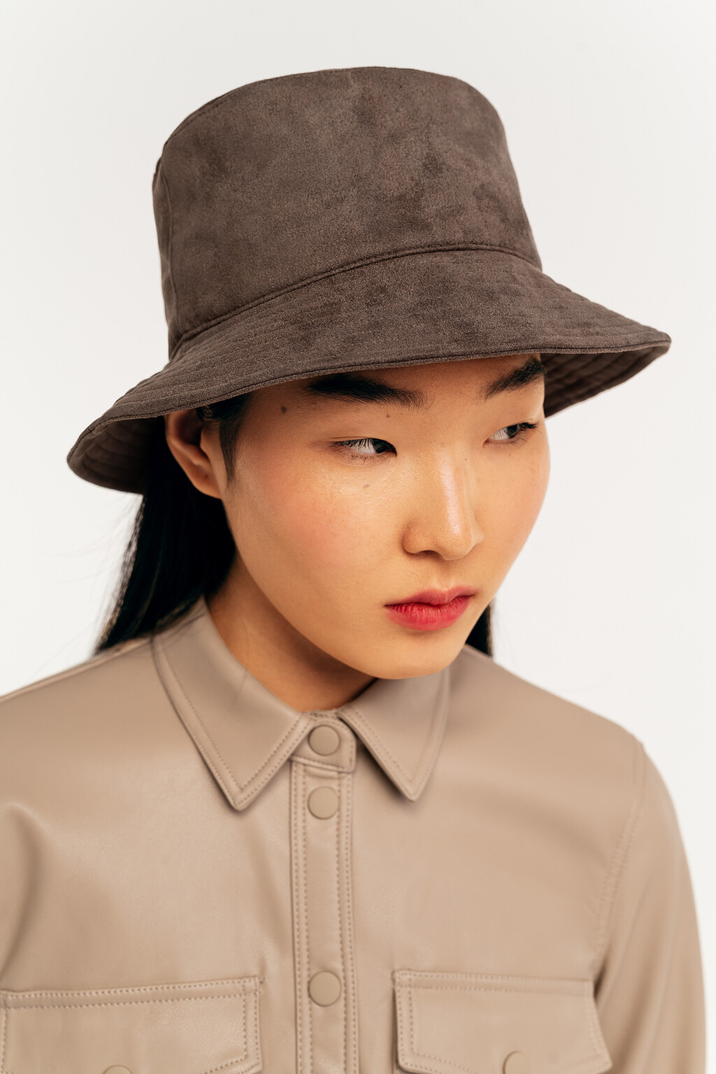 Панама из искусственной замши - цвет серый - 2