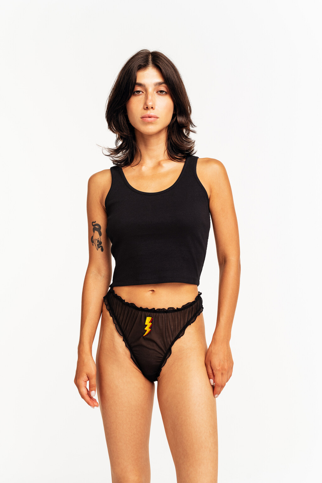 Трусики-стринги из сетки - цвет черный - 1