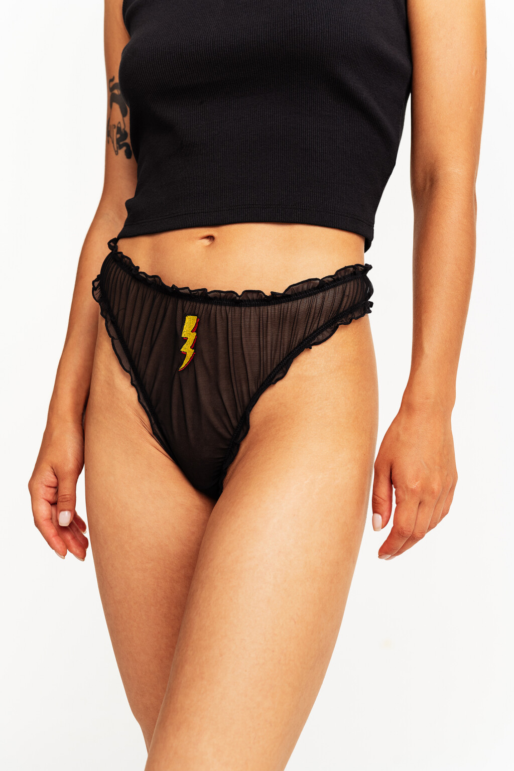 Трусики-стринги из сетки - цвет черный - 2