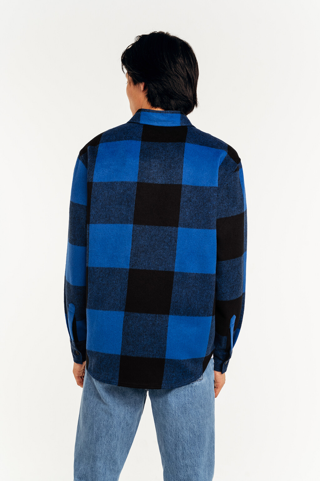 Рубашка фланелевая в клетку - цвет голубой - 4
