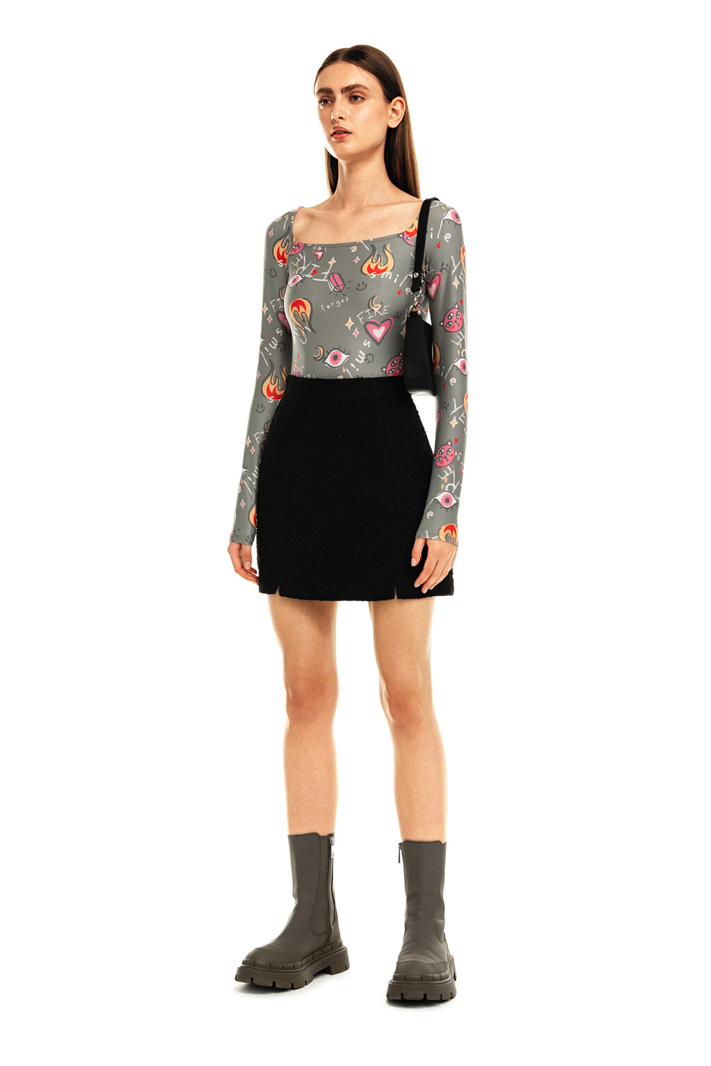 Лонгслив-боди с принтом - цвет зеленый - 4