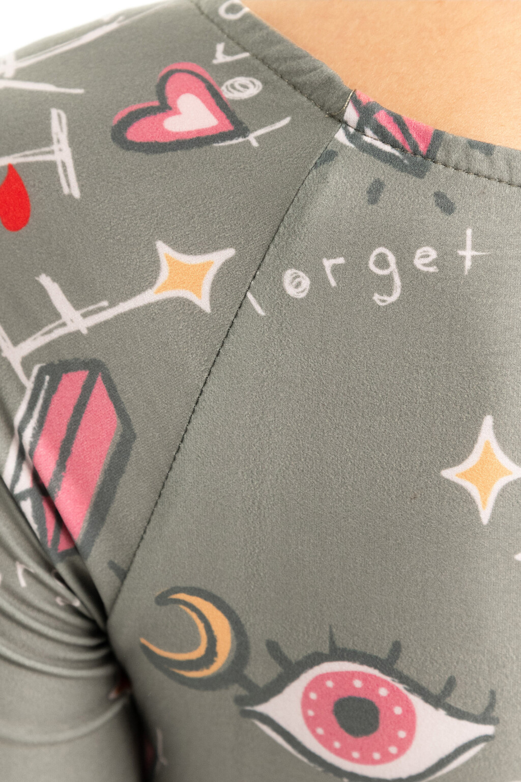 Лонгслив-боди с принтом - цвет зеленый - 8