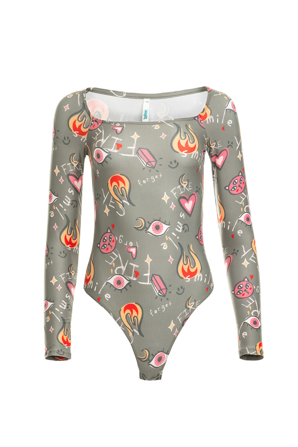 Лонгслив-боди с принтом - цвет зеленый - 9