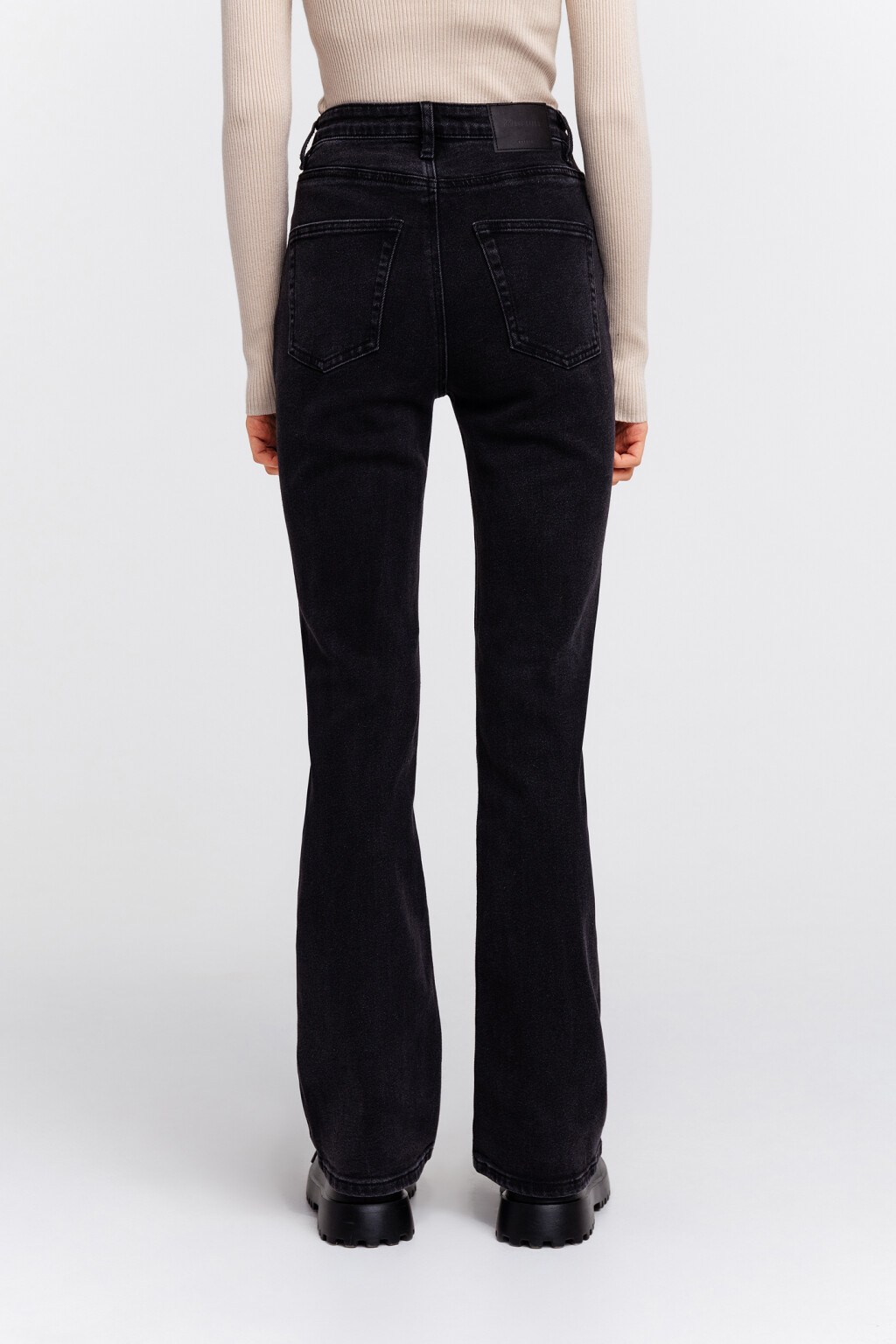 Джинсы клеш с высокой посадкой - цвет черный - 1