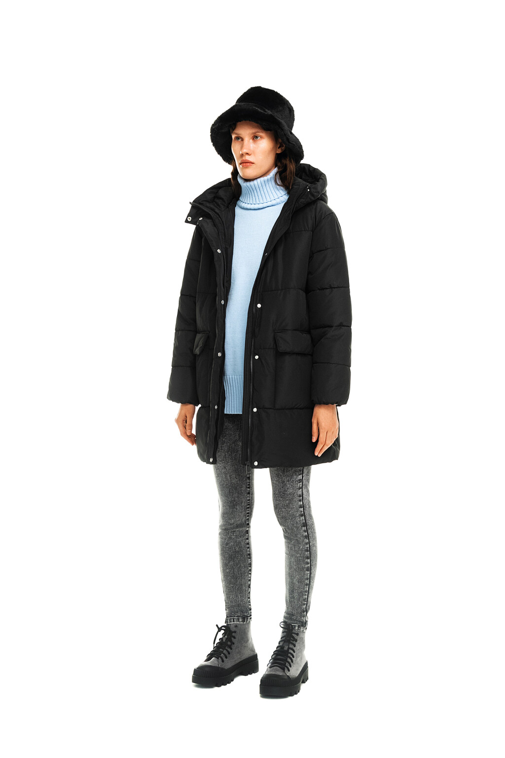 Пальто утепленное стеганое - цвет черный - 3