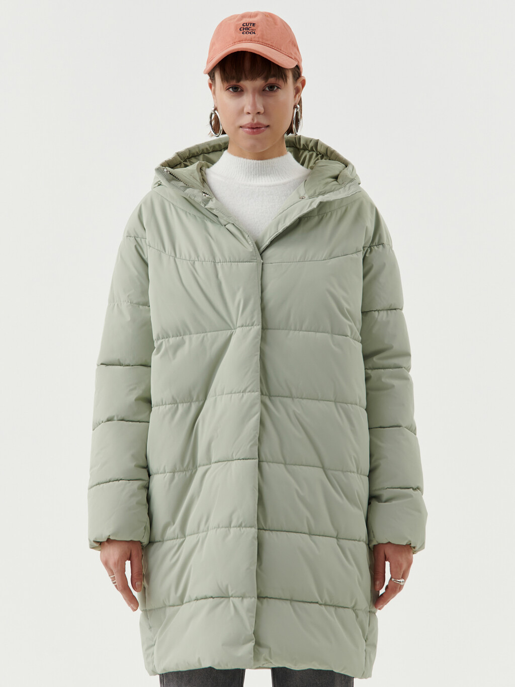 Пальто утепленное стеганое с капюшоном - цвет голубой - 8