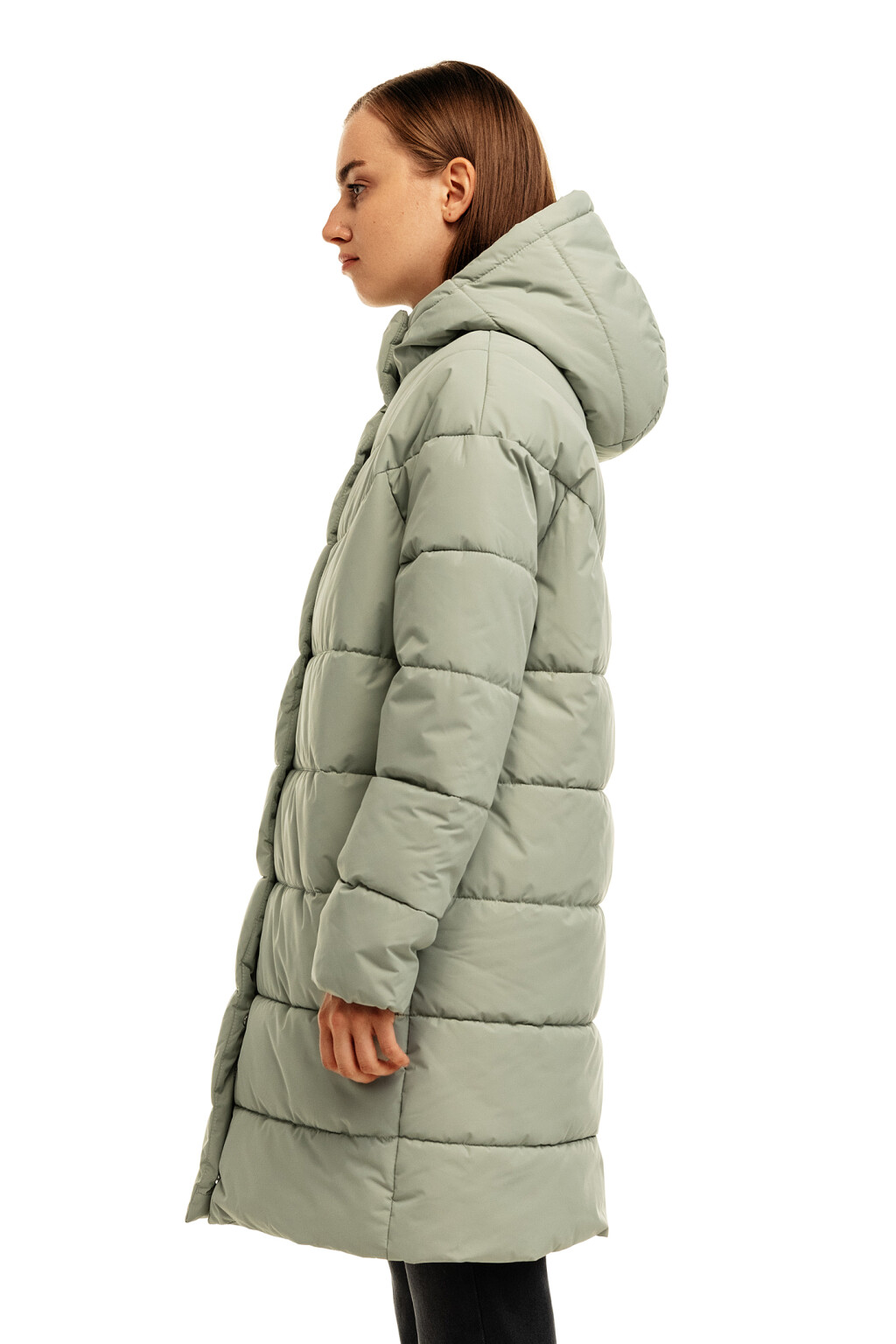 Пальто утепленное стеганое с капюшоном - цвет голубой - 3