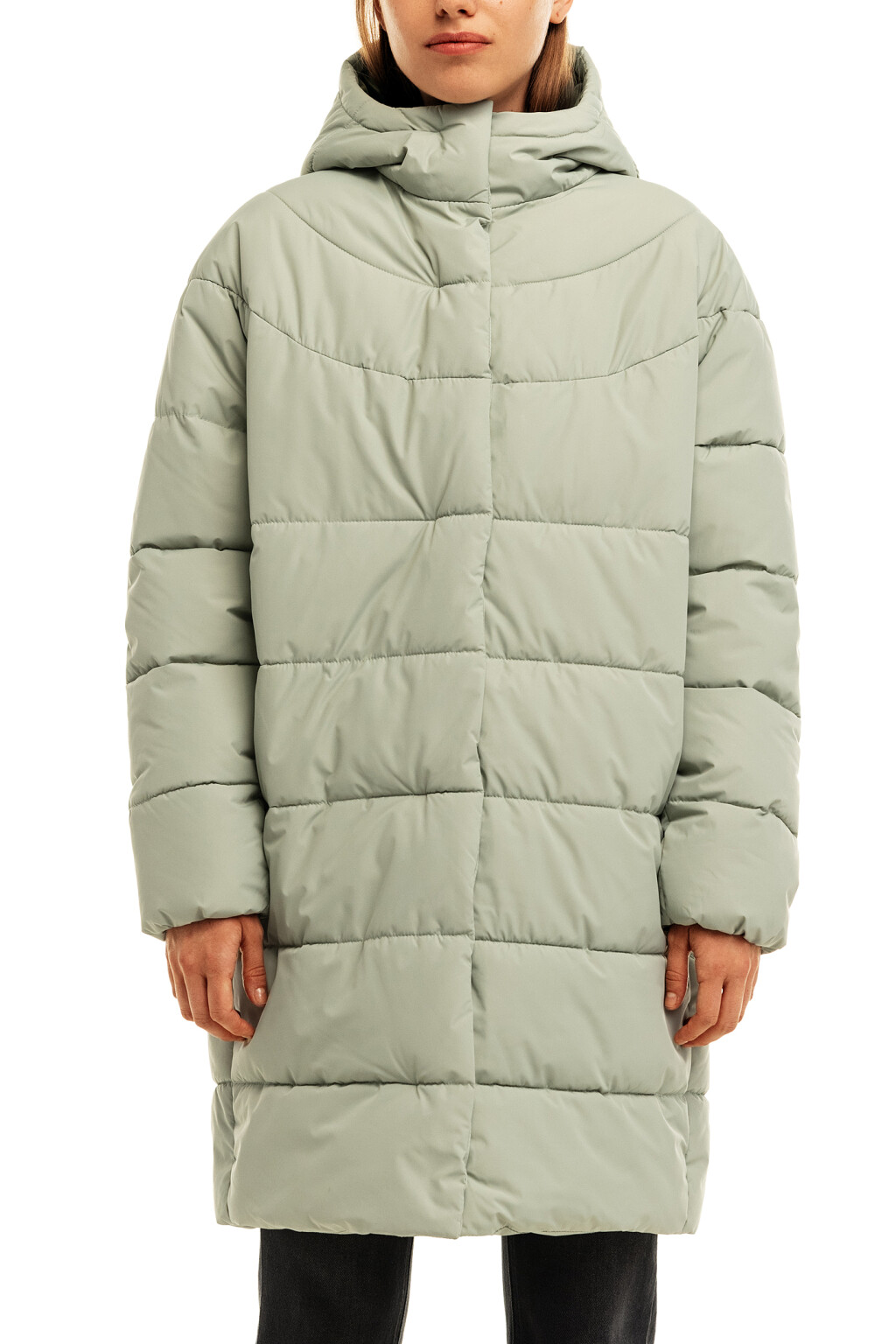 Пальто утепленное стеганое с капюшоном - цвет голубой - 5