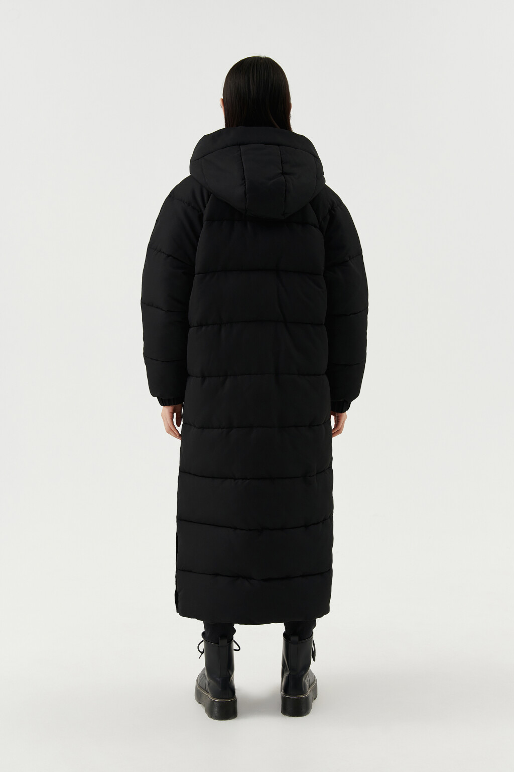 Пальто стеганое утепленное oversize - цвет черный - 2